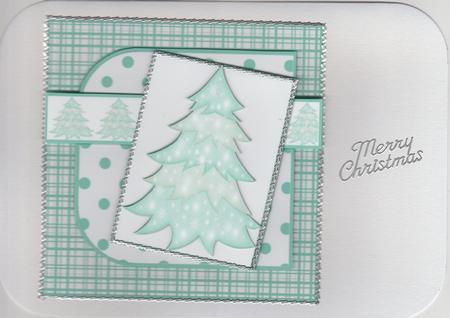 Tilted Rectangle Sketch Card - Aqua Christmas Tree 2 by Susan Cummings