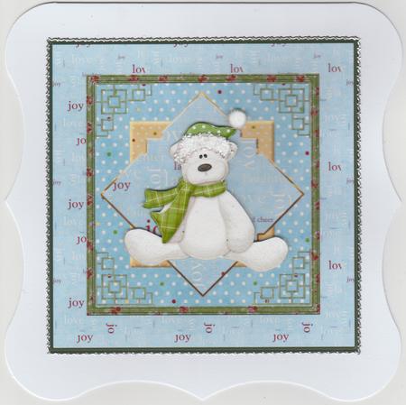 Polar Bear 7x7 Card with Decoupage by Susan Cummings