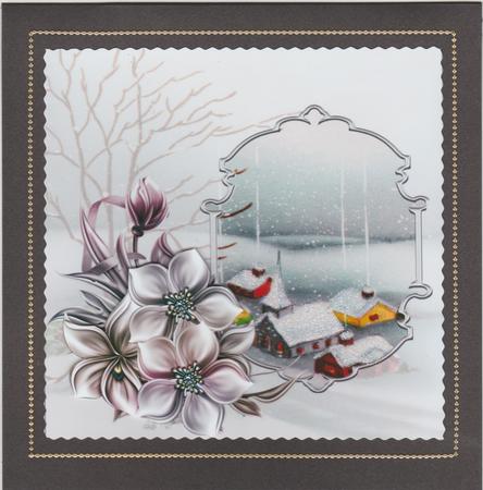 Winter Flowers 7x7 Card and Decoupage by Susan Cummings