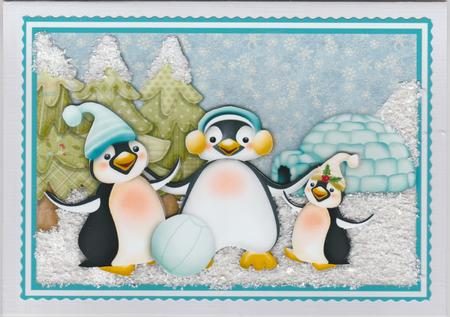 Football Penguins Christmas Topper and Decoupage by Susan Cummings