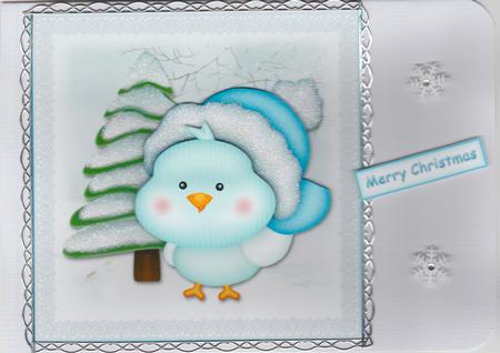 Cute Christmas Bird Square Card Front by Susan Cummings