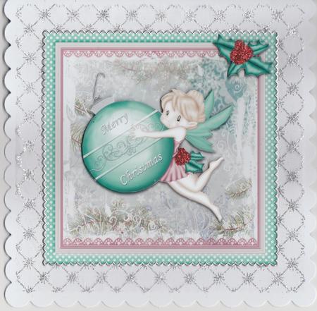 Fairy with Christmas Ornament Card Front by Susan Cummings