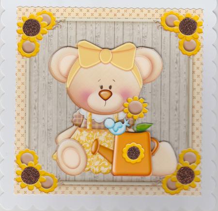 Adorable Teddy Bear with Sunflower 8x8 Mini Kit by Susan Cummings