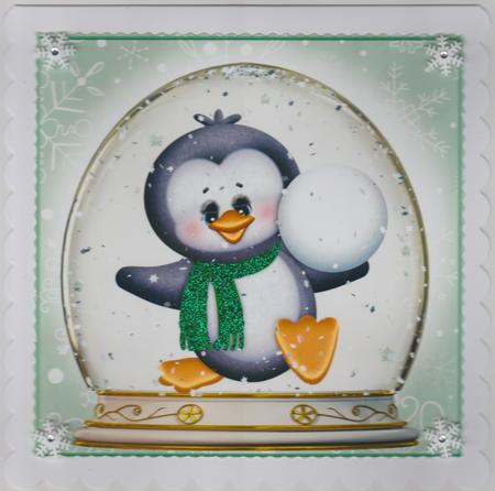 Gorgeous Penguin in Snow Globe 8x8 by Susan Cummings