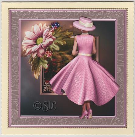 Lady in Pink & Autumn Flowers by Susan Cummings