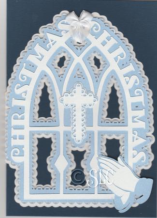 Scalloped Praying Hands Cross Card by Susan Cummings