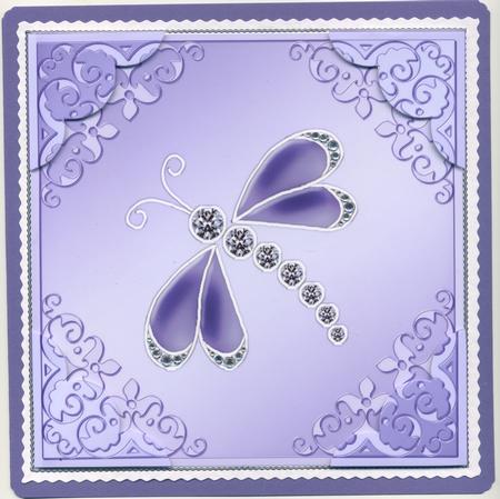 8 x 8 Dragonfly Scalloped Corner Topper by Susan Cummings