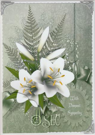 White Lily's Sympathy Card with Wavey Edge Corner Stacker by Susan Cummings