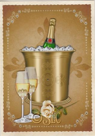 Champagne on Ice Card Front by Susan Cummings