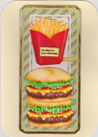 Junk Food Birthday Dl Card with Decoupage by Susan Cummings