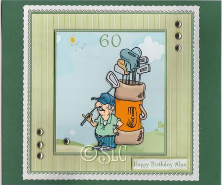 A Game of Golf 7x7 Card with Decoupage by Susan Cummings