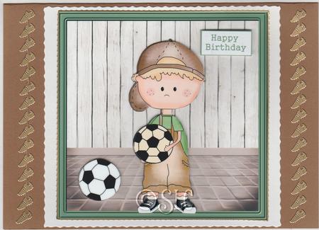 Football Practice 7x7 Card with Decoupage by Susan Cummings