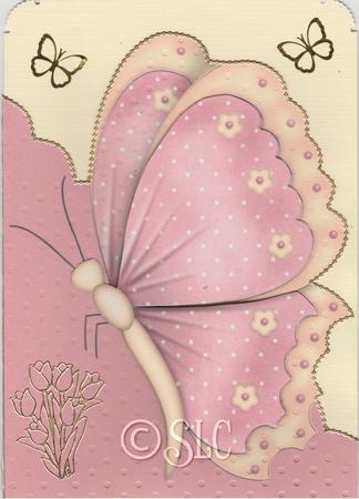 Peach & Lemon Butterfly A5 Shaped Front Print and Fold Card by Susan Cummings