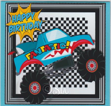 Fantastic Monster 4x4 Jeep, in Blue 8x8 by Susan Cummings