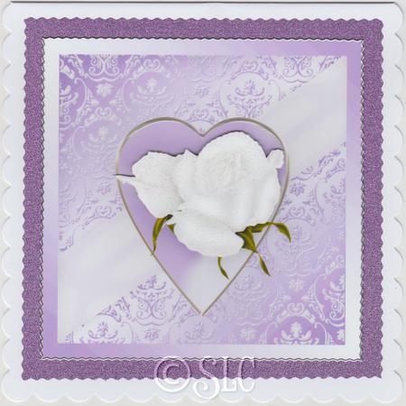 White Rose Wedding Card - Lilac by Susan Cummings