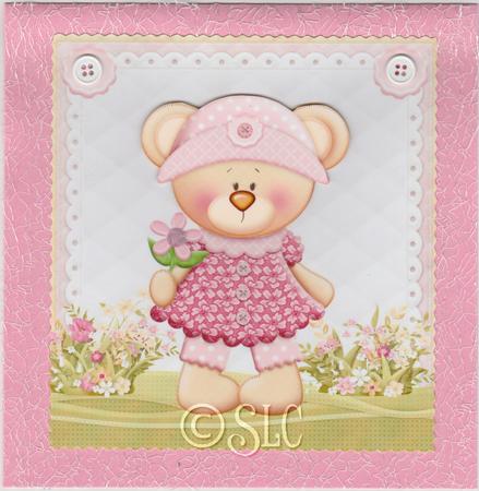 Adorable Teddy with Flower 8x8 by Susan Cummings