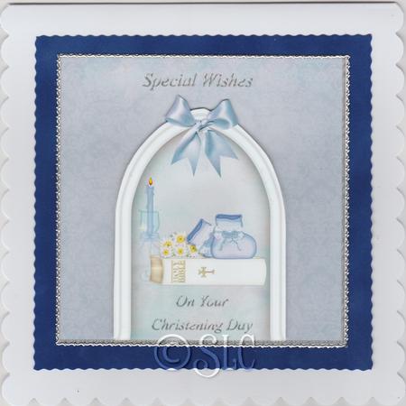 Bootees & Bible Christening Card 2 by Susan Cummings