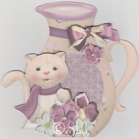 See-through Shaped Box Card - Kitten & Jug by Susan Cummings
