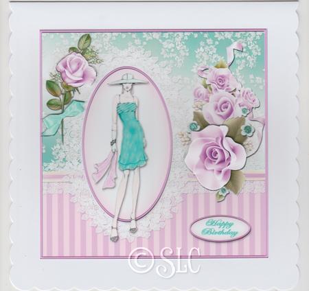 Fashionable Lady with Roses Large Card Front by Susan Cummings