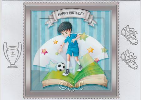 Boy Playing Football 6in x 6in Pyramage by Susan Cummings