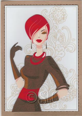 Redhead Fashion Lady Card / Topper by Susan Cummings