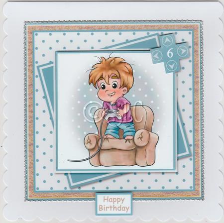 Gaming Mad Boy Offset Panels Card Front by Susan Cummings
