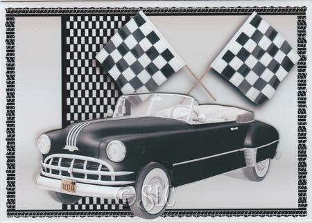 Black Vintage Car Card Front by Susan Cummings