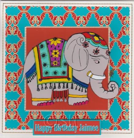 Indian Elephant in Full Regalia Card by Susan Cummings