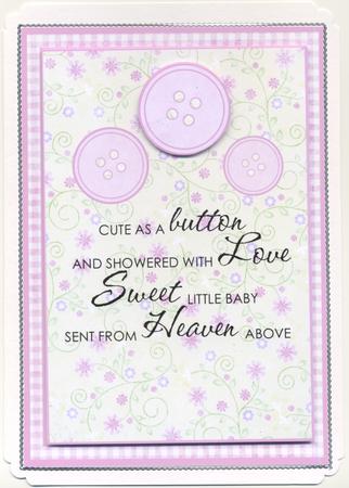Baby Girl Card - Cute as a Button by Susan Cummings