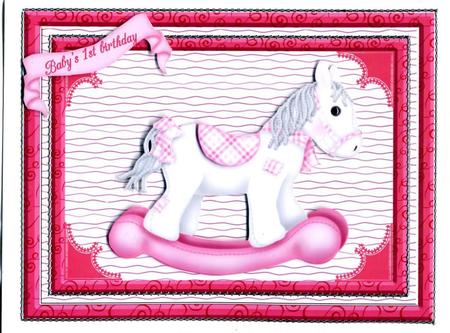 Pink Rocking Horse 1st Baby's Birthday by Susan Cummings