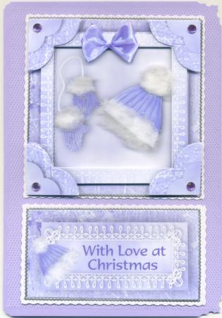 Hats & Mittens Easel Card with Corner Stackers & Decoupage by Susan Cummings
