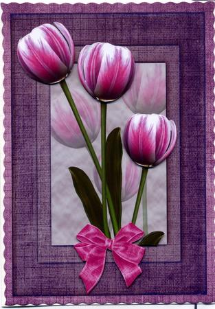Pink Tulip A5 Card Front by Susan Cummings