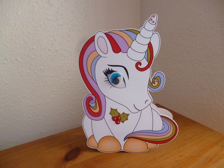 3D Shaped Christmas Card Kit - Cute Unicorn Rainbow by Susan Garrett