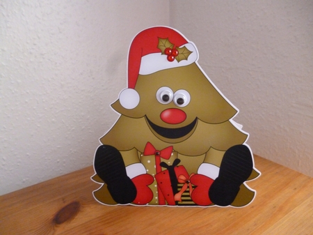 3D Shaped Christmas Card Kit - Cute Christmas Tree has Presents by Susan Garrett