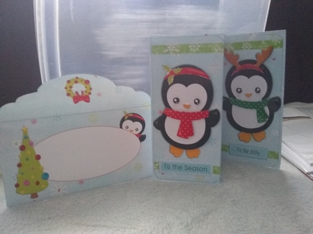 Jolly Christmas Penguins 3D Decoupage Trifold Card and Envelope Kit by Susan Goodwin