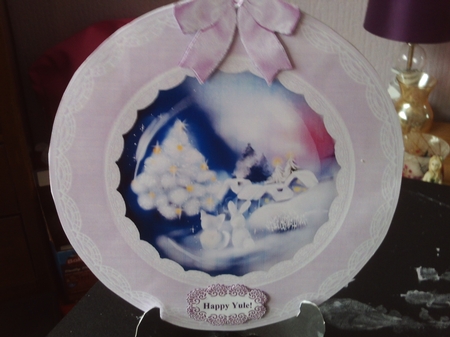 Christmas Holidays, Yule Or Winter Solstice Plate Card, Plate Stand And Assorted Greetings by Susan Goodwin