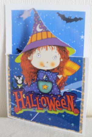 Cute Little Witch Halloween Greeting Card by Susan Goodwin