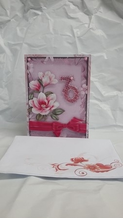 Pink Magnolia 70 Card Front with Decoupage by Susan Green