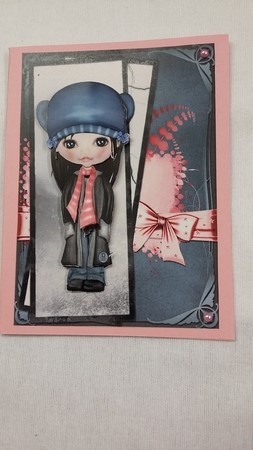 Pink Scarf Card Front by Susan Green
