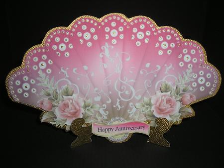 Pink Rose Fan & Stand by susan hickey