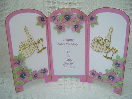 Dark Pink Flower Blossom Tri Fold Screen Card Anniversary by susan hickey