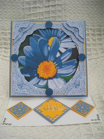 Blue Daisy Original Art S by S Lace Framed Corner Stacker by susan hickey