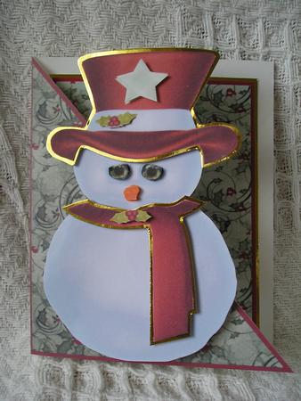 Cute Snowman Cut and Fold Card by susan hickey