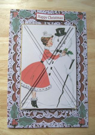 Mummy Kissing Snowman A5 Card Front Side Step Stacker by Susan Hopkins