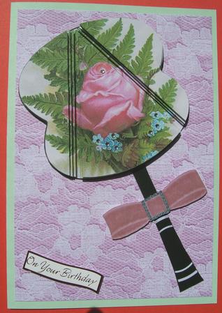 Pink Rose 3D Fan Stacker Topper Sheet by Susan Hopkins