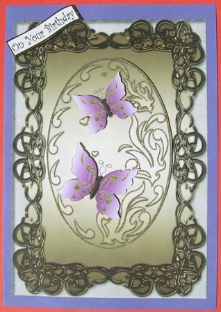 Two Purple Butterflies Birthday Anniversary Congratulations by Susan Hopkins