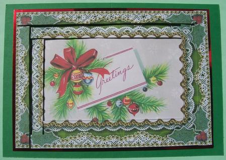 Xmas Greeting Bouquet Spiral Edge Stacker 7x5in Card Front by Susan Hopkins