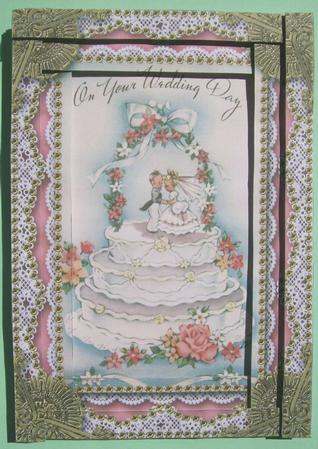 Wedding Cake Spiral Edge Stacker 7x5in Card Front by Susan Hopkins