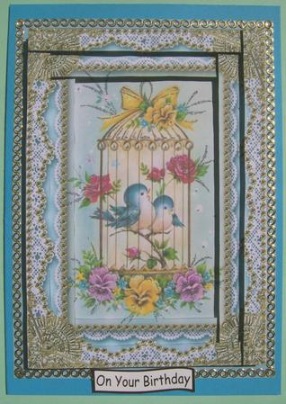 Lovebirds Spiral Edge Stacker 7x5in Card Front by Susan Hopkins
