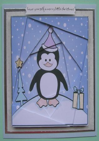 Xmas Penguin Quick Card Twisted Spiral Side Stacker by Susan Hopkins